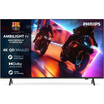 Philips Televizor Philips Ambilight TV QD-MiniLED 65MLED920, 164 cm, Smart TV, 4K Ultra HD, 100 Hz, Clasa F (Model 2025), Negru