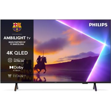 Philips Televizor Philips Ambilight TV QLED 65PUS8510, 164 cm, Smart TV, 4K Ultra HD, Clasa E (Model 2025), Negru