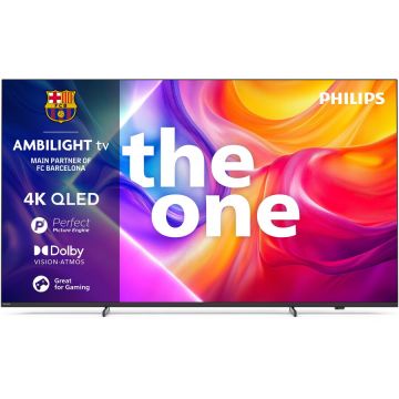 Philips Televizor Philips Ambilight TV QLED 75PUS9010, 189 cm, Smart TV, 4K Ultra HD, 100 Hz, Clasa E (Model 2025), Gri