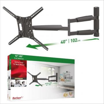 Suport TV de perete LCD/Plasma plat/curbat Barkan, BM443XL, 13inch-80inch, ajustabil pe toate la, max. 600x400mm, max 50Kg, Negru