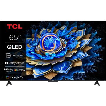 TCL Televizor Smart QLED TCL 65T69C, 164 cm, Ultra HD 4K, Google TV, Clasa F, Negru