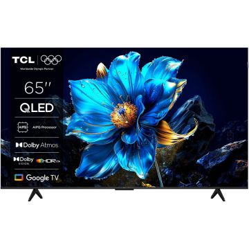 TCL Televizor TCL QLED 65P7K, 164 cm, Smart Google TV, 4K Ultra HD, DVB-T2/C/S2, Wi-Fi, Bluetooth, Clasa F, Negru