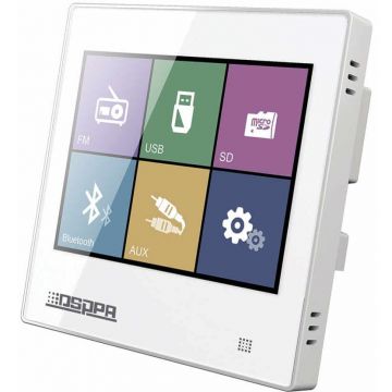 Amplificator DM837 Stereo 20W De Perete Cu USB/SD/FM/BT Cu Ecran Touch Alb