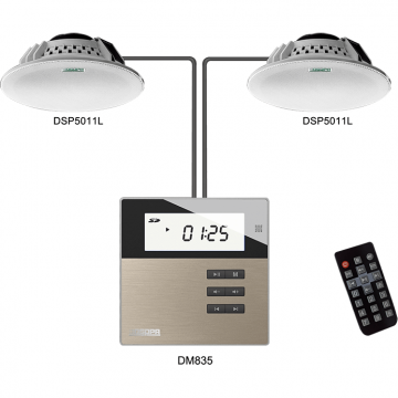 Sistem M2U cu Amplificator 2x10W  De Perete DM835W (USB/SD/FM/BT)  + 2x Boxe De Tavan 2x10W  DSP5011L
