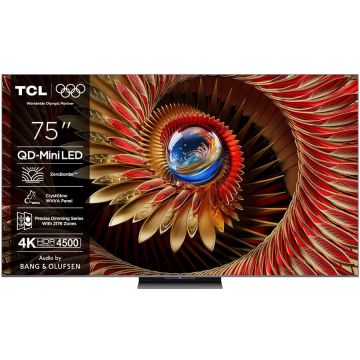TCL Televizor Mini LED TCL 75Q8C, 189 cm, Google TV, Ultra HD 4K, 100 Hz, Clasa D, Negru