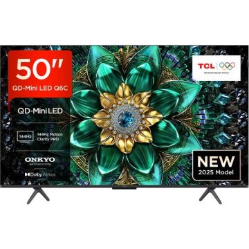 TCL Televizor Smart TCL 50Q6C, QD-Mini LED, 50, 127 cm, 4K Ultra HD, Dolby Digital Plus, Negru