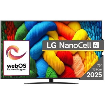 Televizor NanoCell AI 75NANO81A3A 190.5 cm 75Inch 4K Ultra HD Smart Wi-Fi Black