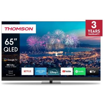 Thomson Televizor Thomson 65QG6C14, 55, 163 cm, QLED, 4K UHD, Smart TV, WiFi, Bluetooth, 60Hz, Negru