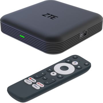 Media-player ZTE ZXV10 Media Box, 4K, Google TV, Chromecast, Quad-Core, 32 GB, Wi-Fi, Bluetooth, HDMI, Telecomanda comenzi vocale, Black
