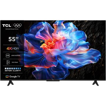 TCL Televizor TCL LED 55P6K, 139 cm, Smart Google TV, 4K, Clasa E, Negru
