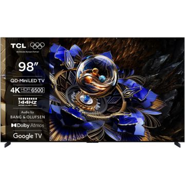 TCL Televizor TCL QD-MiniLed 98X11K, 248 cm, Smart Google TV, 4K, 100Hz, Sunet Bang & Olufsen, Clasa G, Negru