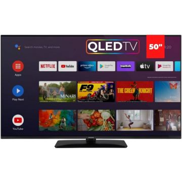 Televizor LED Aiwa Smart TV Android QLED-850UHD-SLIM Seria 8 126cm negru 4K UHD HDR