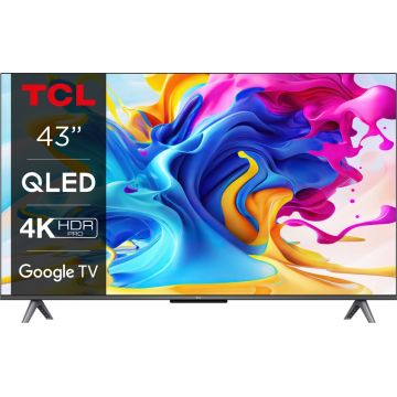 Televizor LED TCL Smart TV QLED 43C645 Seria C645 108cm gri-negru 4K UHD HDR