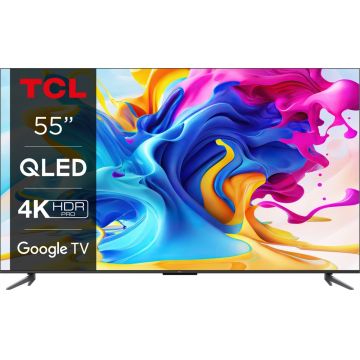 Televizor LED TCL Smart TV QLED 55C645 Seria C645 139cm gri-negru 4K UHD HDR