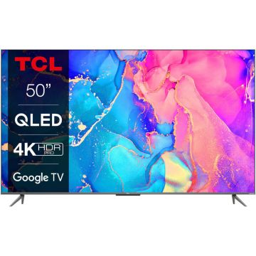 Televizor Smart QLED TCL 65C635, 164 cm, Ultra HD 4K, Google TV, Clasa F