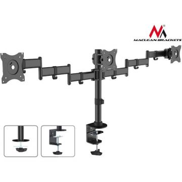 MACLEAN Maclean MC-691 Triple Desk Mount Monitor Arm 360 ° Adjustable Bracket 13-27 Inch