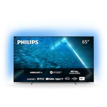Philips Televizor Philips OLED 65OLED707/12, 164 cm, Smart Android, 4K Ultra HD 100Hz, Clasa G, Argintiu