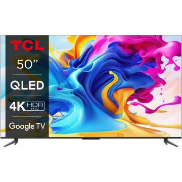 Televizor Smart QLED TCL 50C645, 127 cm, Ultra HD 4K, Smart Google TV, Clasa G