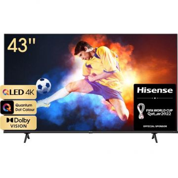 HISENSE Televizor Hisense 43E7HQ, 109 cm, Smart QLED, 4K, Ultra HD, Negru