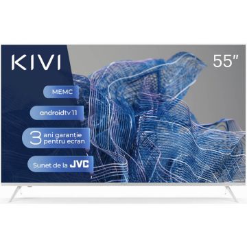 KIVI Televizor Smart LED Kivi 55U750NW, 140 cm, Ultra HD 4K, Clasa G, Alb