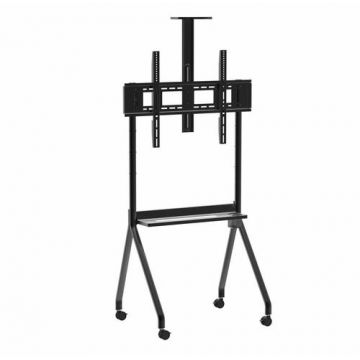 Stand TV Mobil Serioux TV213A, dimensiuni: 890x650x2200mm, compatibilitate Max Vesa: 900x600mm, compatibilitate TV: 47inch-100inch, greutate maximă suportata: 100 kg, baza cu 4 roti, raft multifunctional