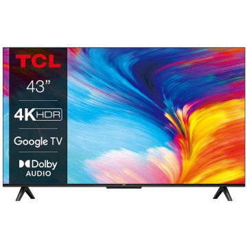 TCL Televizor LED TCL 43P639, 108 cm, Smart, 4K, Google TV, Negru