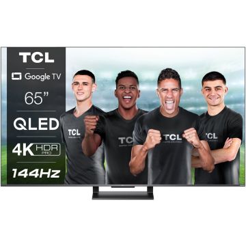TCL Televizor TCL QLED 65C735, 164 cm, Smart Google TV, 4K Ultra HD, 100hz, Clasa F, Negru