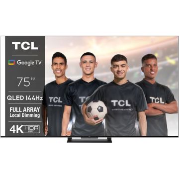 TCL Televizor TCL QLED 75C745, 189 cm, Smart Google TV, 4K Ultra HD, 100hz, Clasa G, Negru