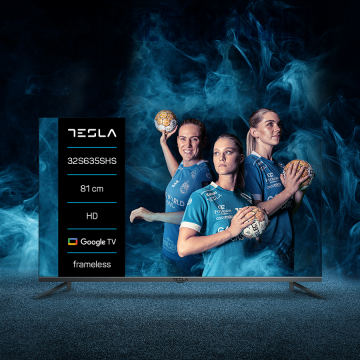 TESLA Televizor Tesla LED 32S635SHS, 80 cm, Smart Google TV, HD, Clasa E, Argintiu