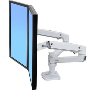 Ergotron Suport monitor pentru birou Ergotron LX Dual 45-491-216, Pivot, Rotire 360, 18kg, Alb Ergotron Suport monitor pentru birou Ergotron LX Dual 45-491-216, Pivot, Rotire 360, 18kg, Alb
