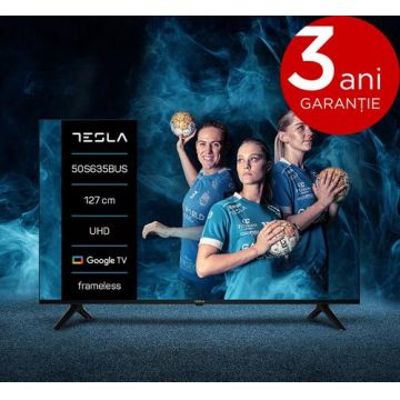 Televizor LED Tesla 127 cm (50inch) 50S635BUS, Ultra HD 4k, Smart TV, Frameless TV, WiFi, CI+