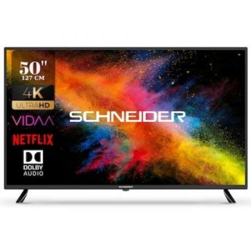 Schneider Televizor Smart SCHNEIDER Ultra HD 4K 50SC690K de 127 cm, Wi-Fi, Netflix, YouTube, Prime Video, Disney Plus, Audio Dolby, Negru