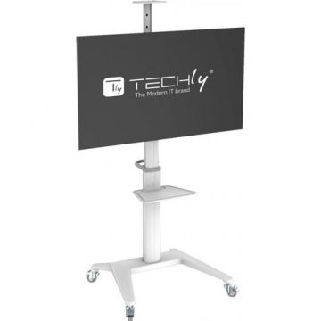 Stand mobil Techly ICA-TR48W, 37inch-70inch, 70 kg, raft suport multimedia (Alb)