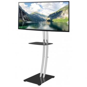 Stand Techly ICA-TR14, inaltime reglabila, raft multimedia, 32inch-70inch, 68 kg (Argintiu/Negru)