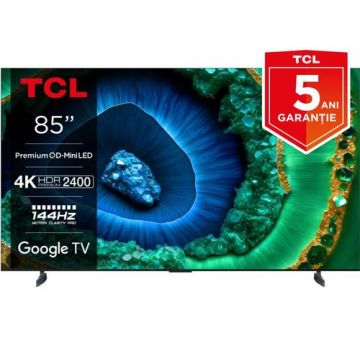 Televizor QD-Mini LED TCL 216 cm (85inch) 85C955, Ultra HD 4k, Smart TV, WiFi, 144 Hz, CI+