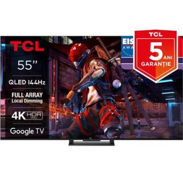 Televizor QLED TCL 139 cm (55inch) 55C745, Ultra HD 4K, Smart TV, WiFi, CI+