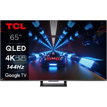Televizor Smart QLED TCL 65C735, 164 cm, Ultra HD 4K, 120 Hz, Google TV, Clasa F