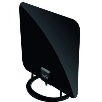 Antena De Camera Home Cu Amplificator, 52db, Dvb-t/t2 , Alimentare 12 V Prin Retea , Suport De Masa Inclusa , Design Modern , Negru