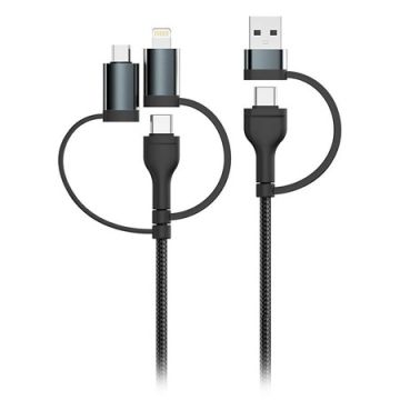 Cablu PD fast charging 5in1 1.2m - microusb, usb, lightning