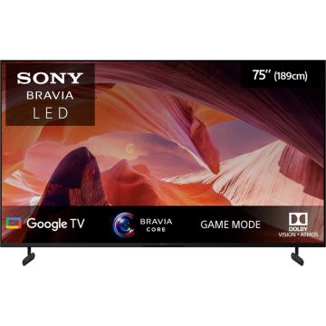 Televizor Smart LED Sony Bravia 75X80L, 189 cm, Ultra HD 4K, Google TV, Clasa F