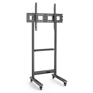 Stand TV mobil pe roti, raft pentru dispozitive multimedia, 50 - 90 inch, reglabil, Techly ICA-TR74, Negru