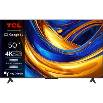 TCL Televizor TCL LED 50P655, 126 cm, Smart Google TV, 4K Ultra HD, Clasa F, Negru