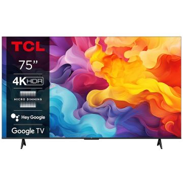 TCL Televizor TCL LED 75V6B, 189 cm,75 inch, Smart Google TV, 4K Ultra HD, Clasa E