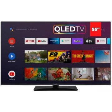 Televizor QLED 4K SLIM Android TV 55Inch 139CM Chromecast Integrated Negru